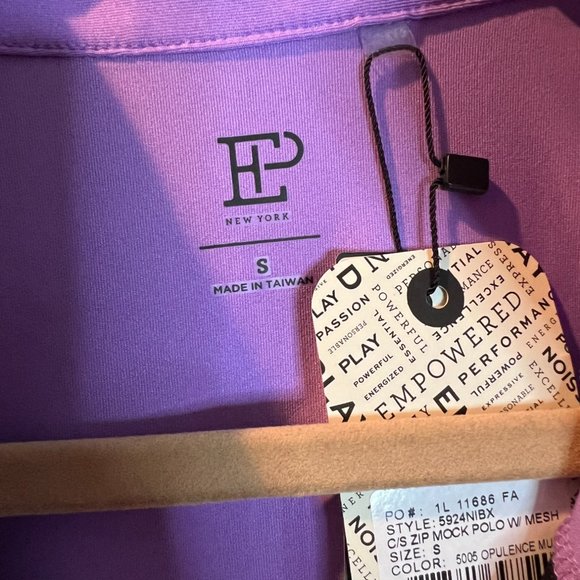 EP Pro NY Cap Sleeve Mesh‎ Overlay Contrast Trim Zip Mock Women's Golf Polo - Picture 7 of 12